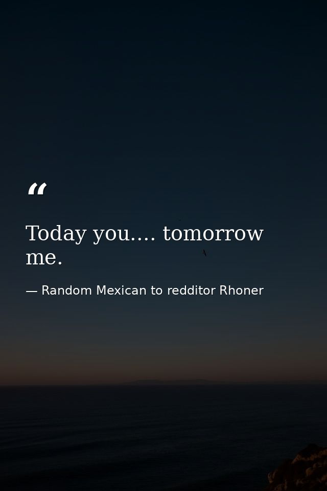 Today you.... tomorrow me. — Random Mexican to redditor Rhoner