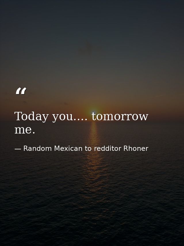 Today you.... tomorrow me. — Random Mexican to redditor Rhoner