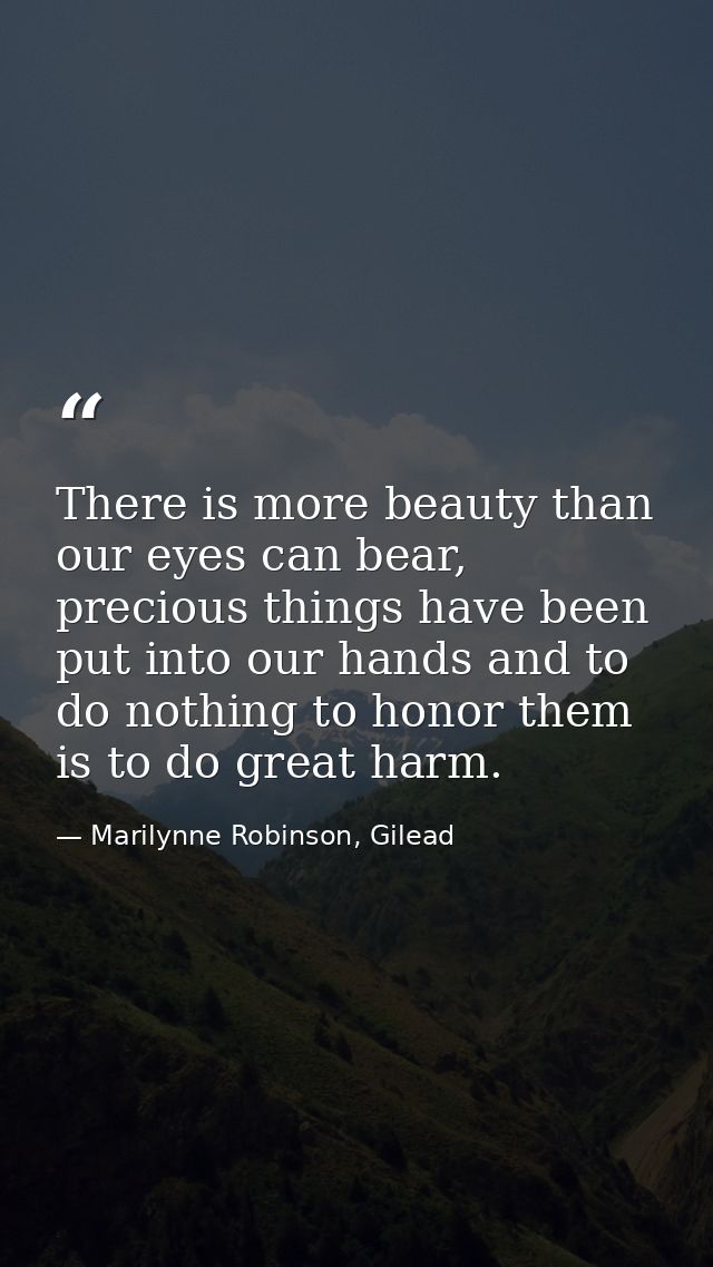 There is more beauty than our eyes can bear, precious things have been put into our hands and to do nothing to honor the — Marilynne Robinson, Gilead