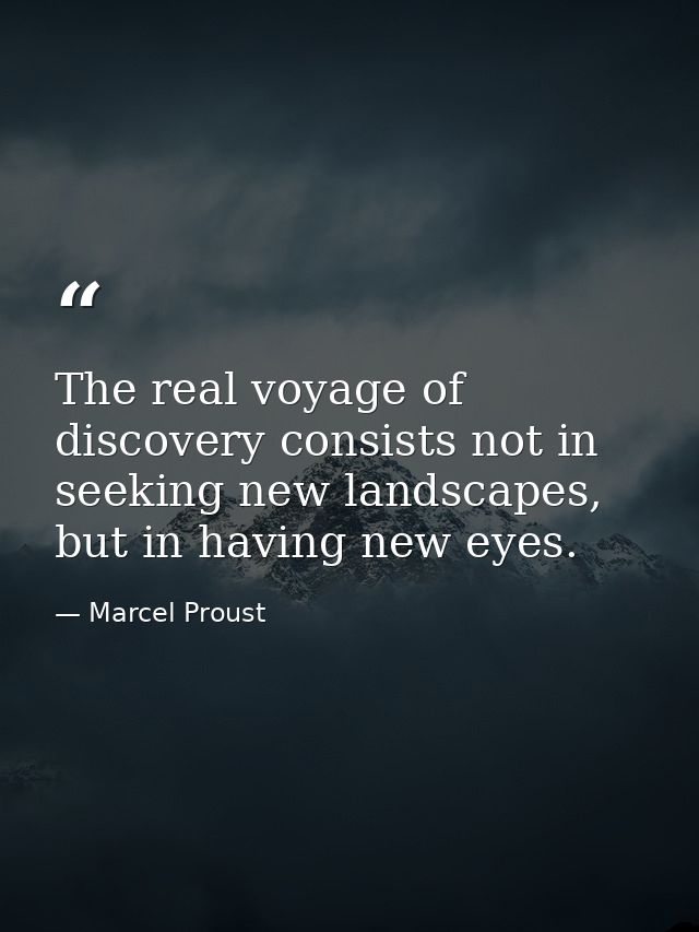 The real voyage of discovery consists not in seeking new landscapes, but in having new eyes. — Marcel Proust