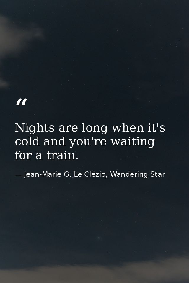 Nights are long when it's cold and you're waiting for a train. — Jean-Marie G. Le Clézio, Wandering Star