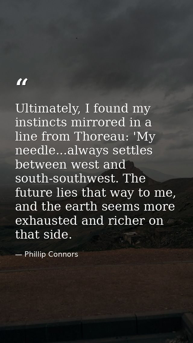 Ultimately, I found my instincts mirrored in a line from Thoreau: 'My needle...always settles between west and south-sou — Phillip Connors