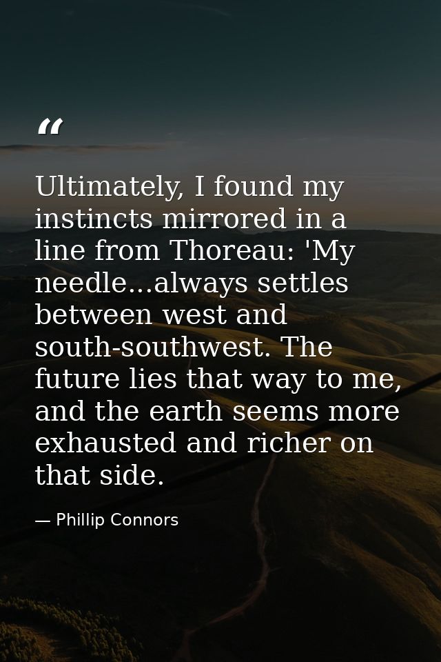 Ultimately, I found my instincts mirrored in a line from Thoreau: 'My needle...always settles between west and south-sou — Phillip Connors