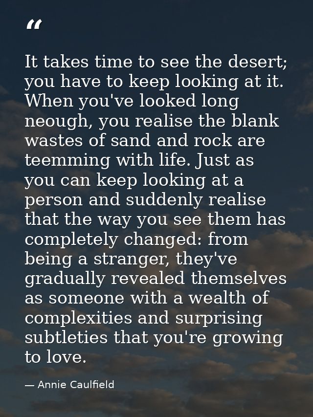 It takes time to see the desert; you have to keep looking at it. When you've looked long neough, you realise the blank w — Annie Caulfield
