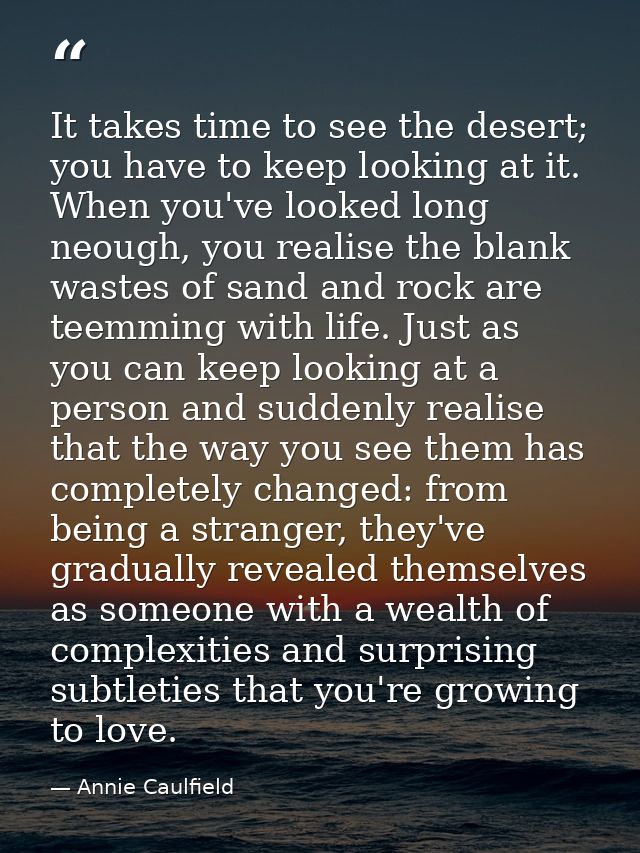 It takes time to see the desert; you have to keep looking at it. When you've looked long neough, you realise the blank w — Annie Caulfield