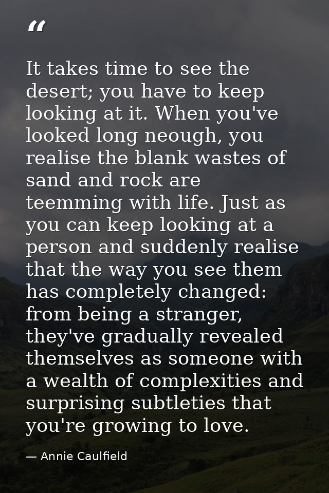 It takes time to see the desert; you have to keep looking at it. When you've looked long neough, you realise the blank w — Annie Caulfield