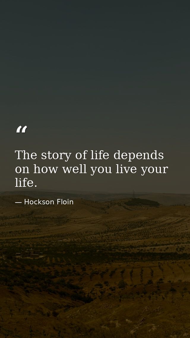 The story of life depends on how well you live your life. — Hockson Floin