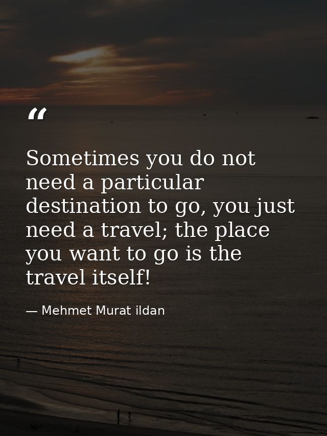 Sometimes you do not need a particular destination to go, you just need a travel; the place you want to go is the travel — Mehmet Murat ildan