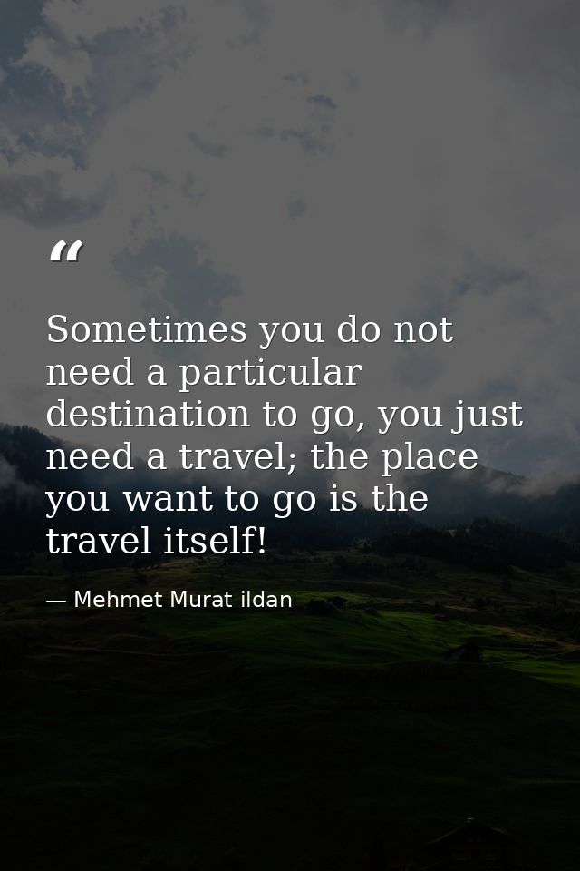 Sometimes you do not need a particular destination to go, you just need a travel; the place you want to go is the travel — Mehmet Murat ildan