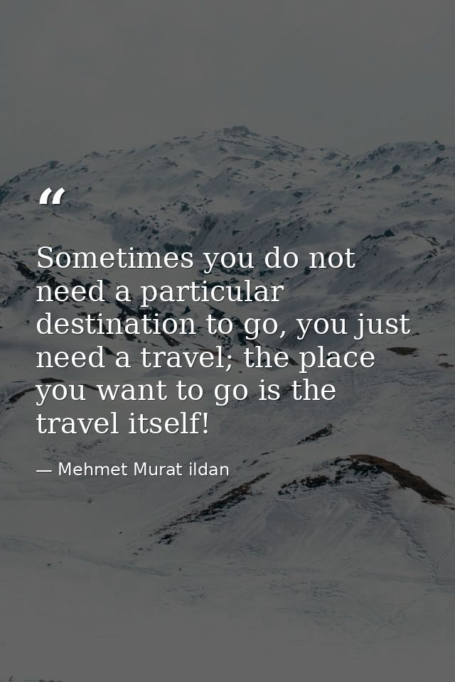 Sometimes you do not need a particular destination to go, you just need a travel; the place you want to go is the travel — Mehmet Murat ildan