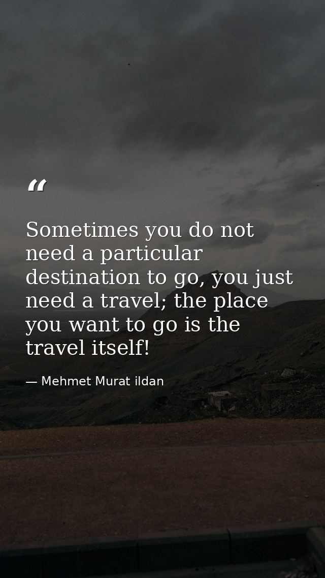 Sometimes you do not need a particular destination to go, you just need a travel; the place you want to go is the travel — Mehmet Murat ildan