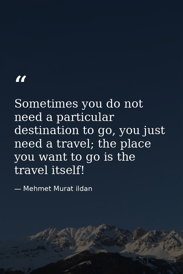 Sometimes you do not need a particular destination to go, you just need a travel; the place you want to go is the travel — Mehmet Murat ildan