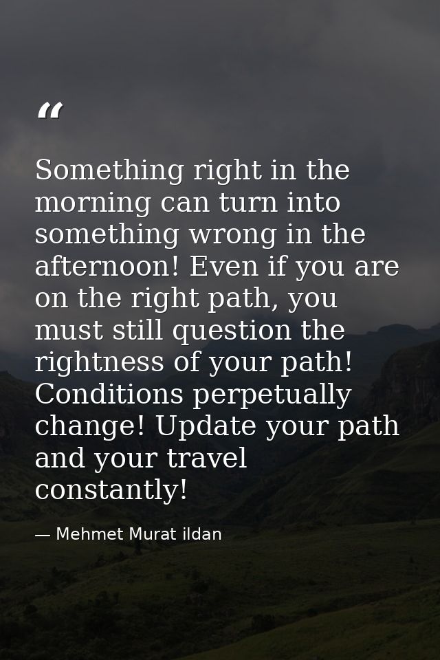 Something right in the morning can turn into something wrong in the afternoon! Even if you are on the right path, you mu — Mehmet Murat ildan