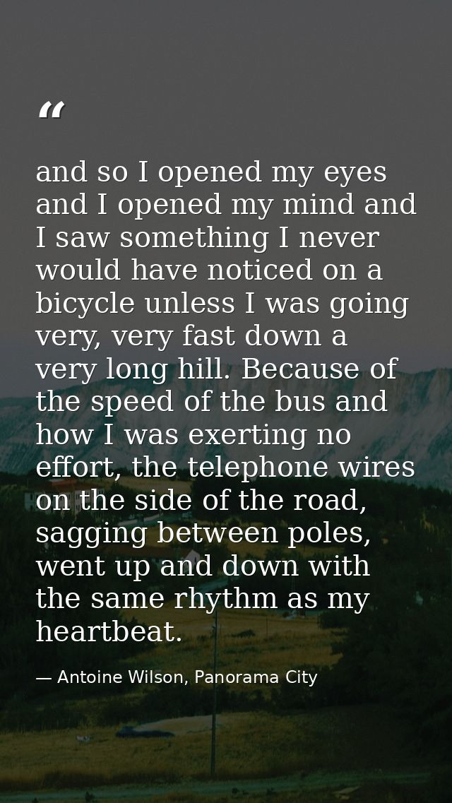 and so I opened my eyes and I opened my mind and I saw something I never would have noticed on a bicycle unless I was go — Antoine Wilson, Panorama City