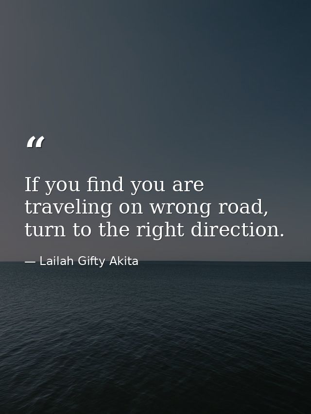 If you find you are traveling on wrong road, turn to the right direction. — Lailah Gifty Akita