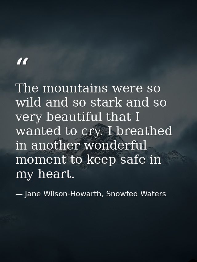 The mountains were so wild and so stark and so very beautiful that I wanted to cry. I breathed in another wonderful mome — Jane Wilson-Howarth, Snowfed Waters