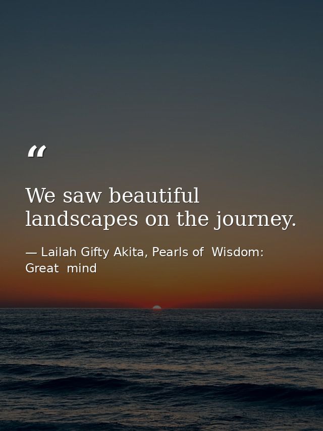 We saw beautiful landscapes on the journey. — Lailah Gifty Akita, Pearls of  Wisdom: Great  mind