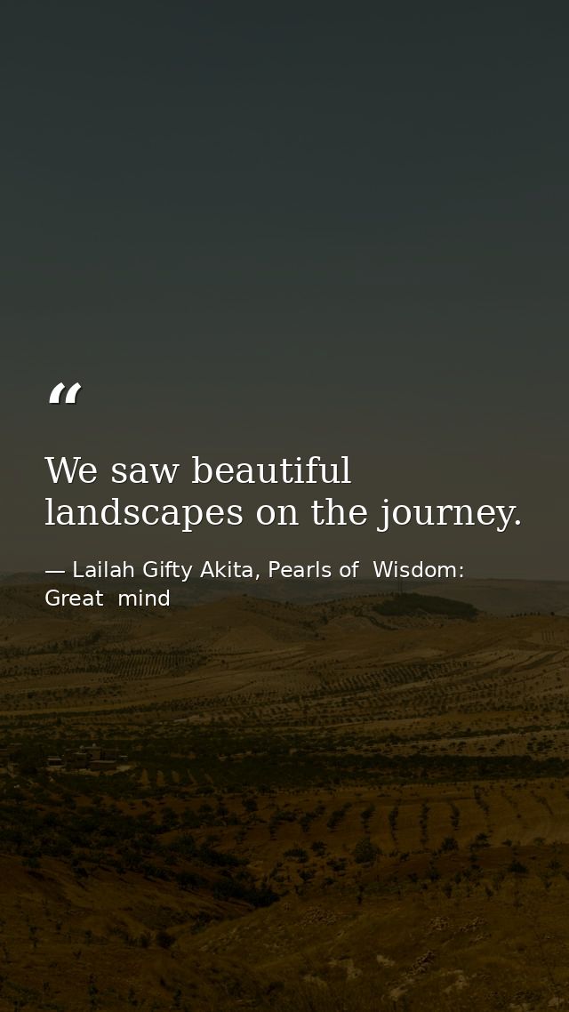 We saw beautiful landscapes on the journey. — Lailah Gifty Akita, Pearls of  Wisdom: Great  mind