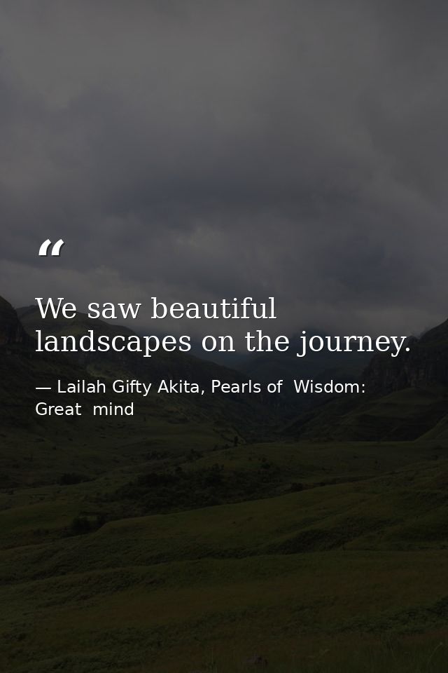 We saw beautiful landscapes on the journey. — Lailah Gifty Akita, Pearls of  Wisdom: Great  mind