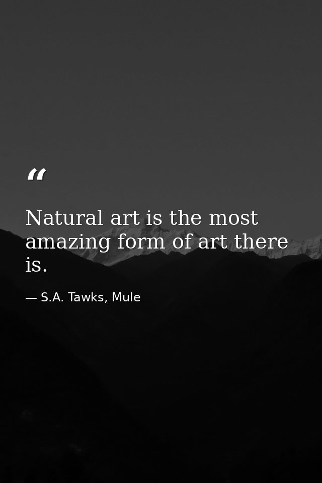 Natural art is the most amazing form of art there is. — S.A. Tawks, Mule