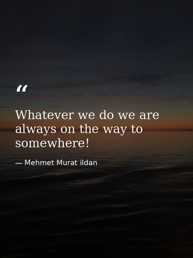 Whatever we do we are always on the way to somewhere! — Mehmet Murat ildan