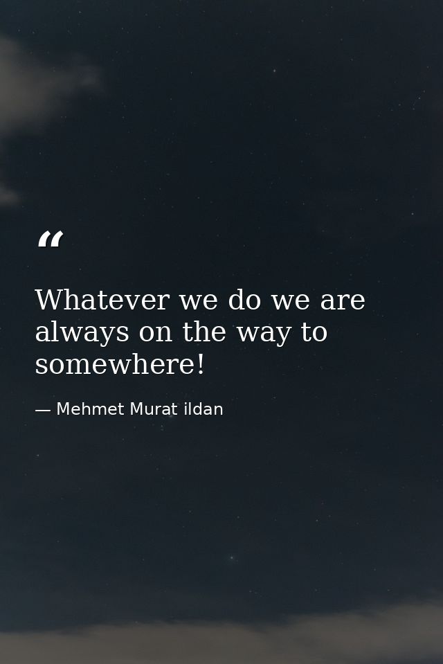 Whatever we do we are always on the way to somewhere! — Mehmet Murat ildan