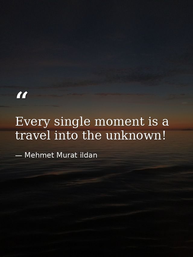 Every single moment is a travel into the unknown! — Mehmet Murat ildan