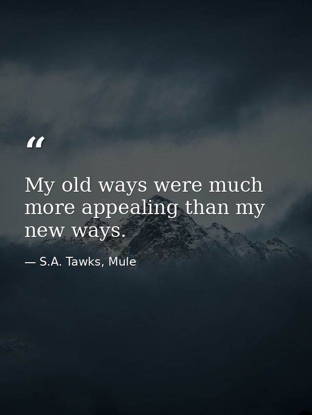 My old ways were much more appealing than my new ways. — S.A. Tawks, Mule