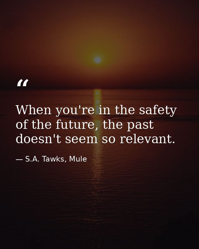 When you're in the safety of the future, the past doesn't seem so relevant. — S.A. Tawks, Mule