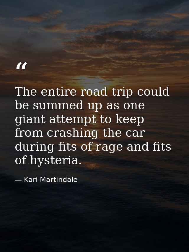 The entire road trip could be summed up as one giant attempt to keep from crashing the car during fits of rage and fits  — Kari Martindale