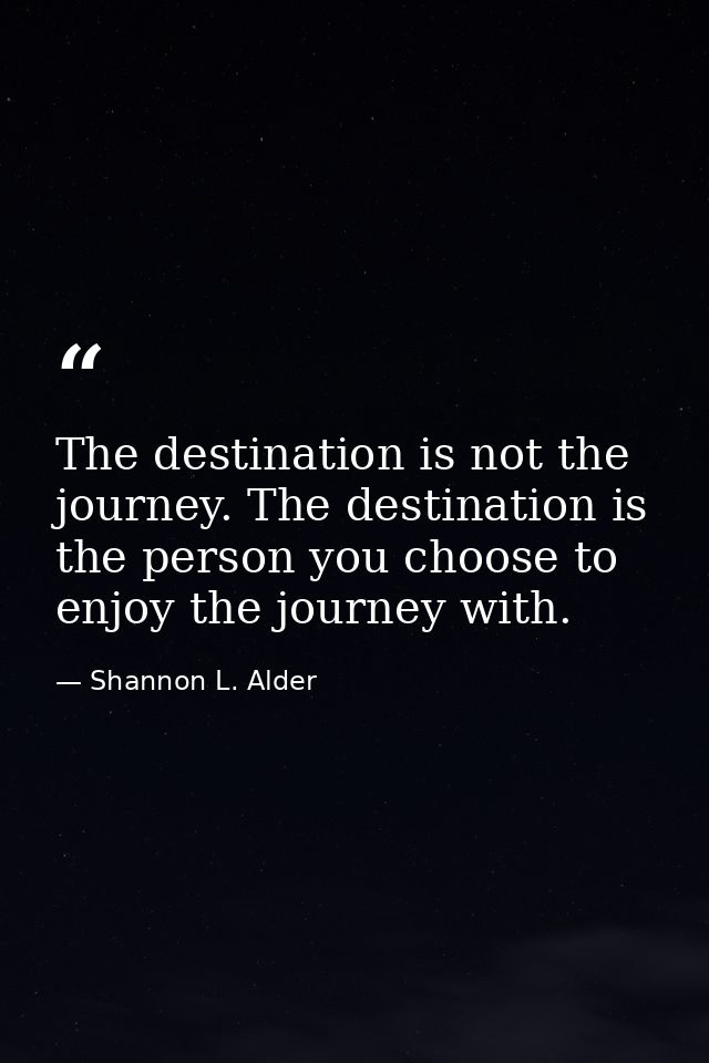 The destination is not the journey. The destination is the person you choose to enjoy the journey with. — Shannon L. Alder