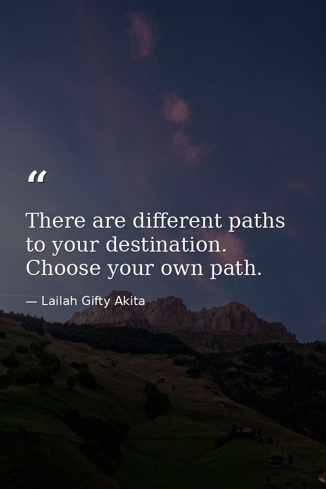 There are different paths to your destination. Choose your own path. — Lailah Gifty Akita