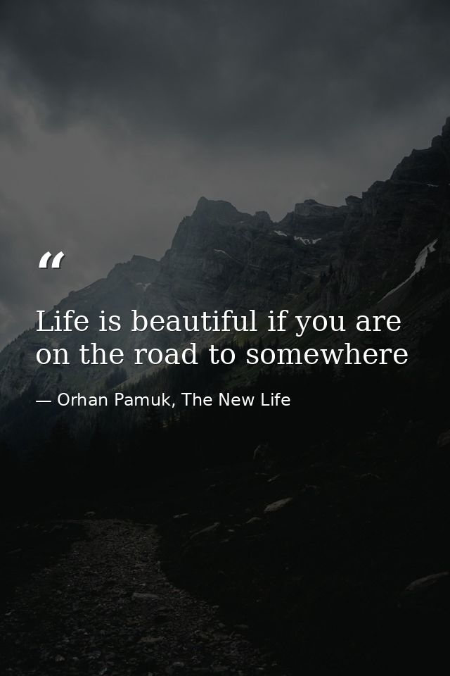 Life is beautiful if you are on the road to somewhere — Orhan Pamuk, The New Life