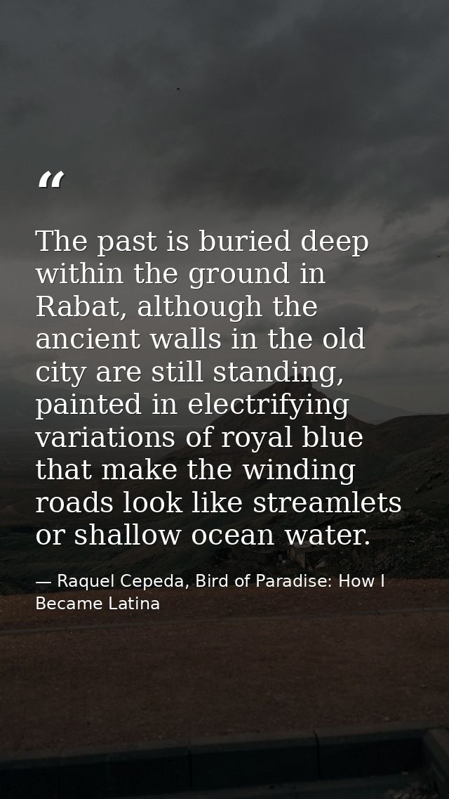 The past is buried deep within the ground in Rabat, although the ancient walls in the old city are still standing, paint — Raquel Cepeda, Bird of Paradise: How I Became Latina