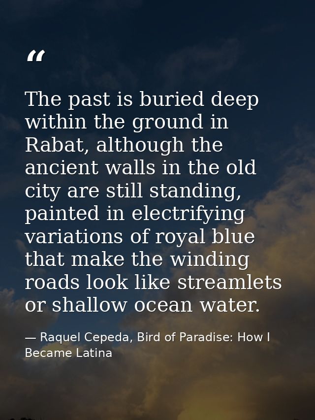 The past is buried deep within the ground in Rabat, although the ancient walls in the old city are still standing, paint — Raquel Cepeda, Bird of Paradise: How I Became Latina