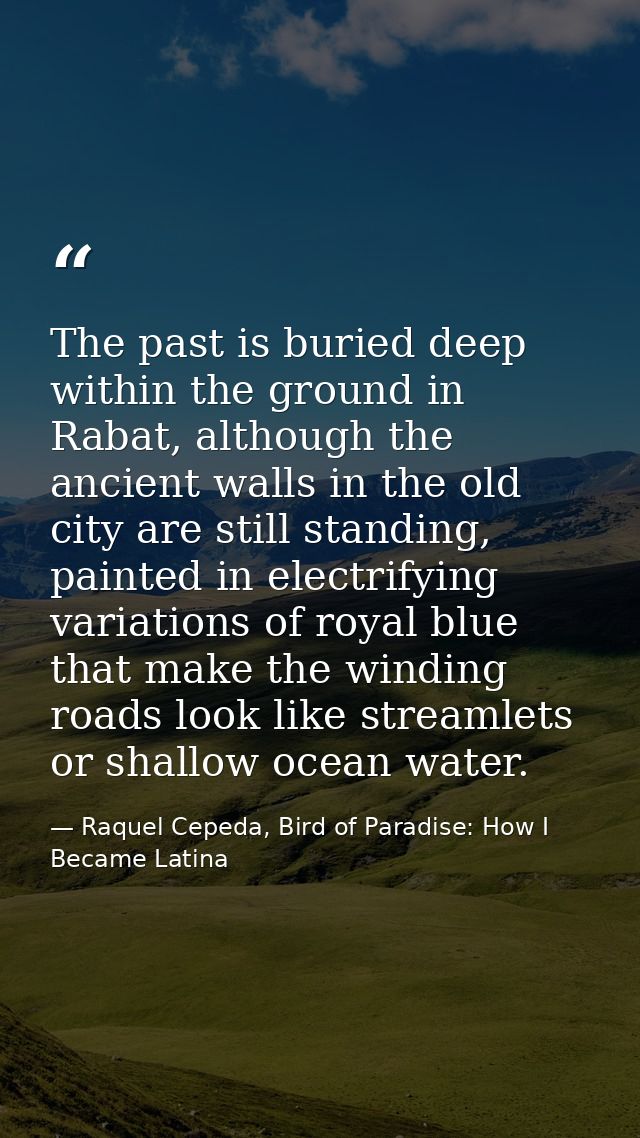 The past is buried deep within the ground in Rabat, although the ancient walls in the old city are still standing, paint — Raquel Cepeda, Bird of Paradise: How I Became Latina