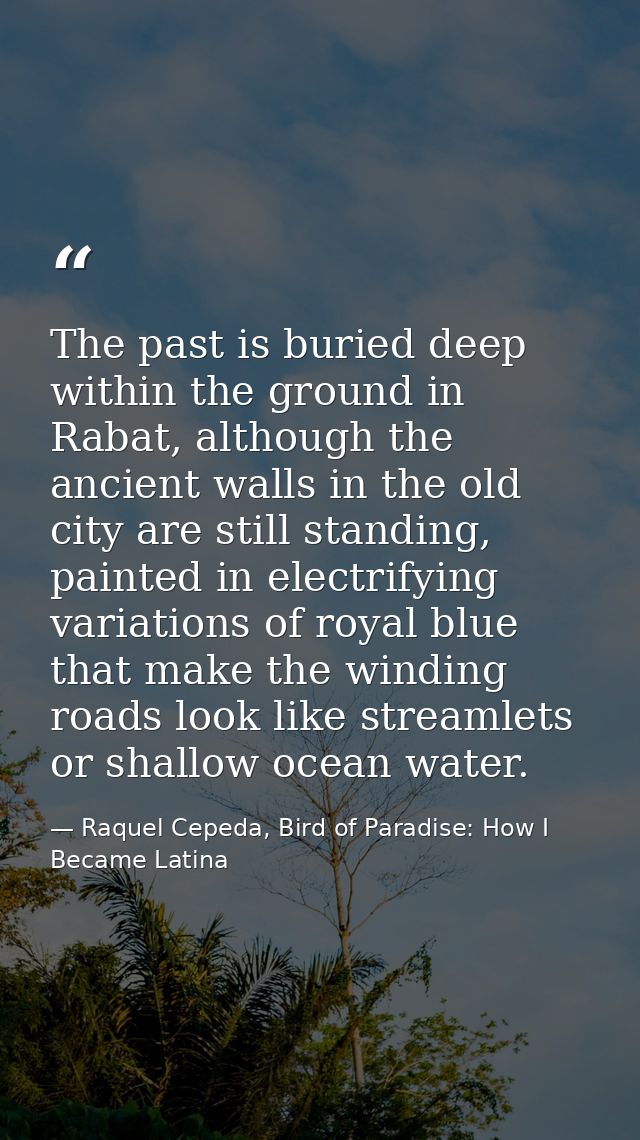 The past is buried deep within the ground in Rabat, although the ancient walls in the old city are still standing, paint — Raquel Cepeda, Bird of Paradise: How I Became Latina