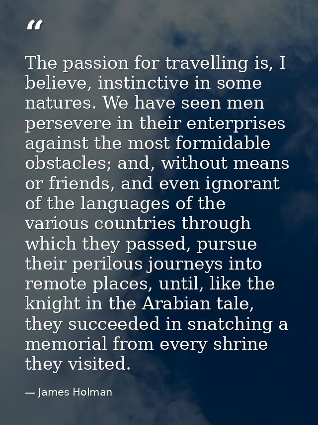 The passion for travelling is, I believe, instinctive in some natures. We have seen men persevere in their enterprises a — James Holman