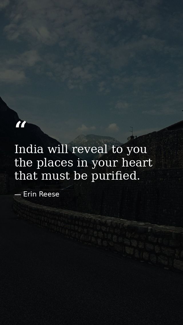 India will reveal to you the places in your heart that must be purified. — Erin Reese