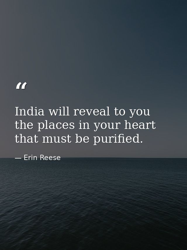 India will reveal to you the places in your heart that must be purified. — Erin Reese