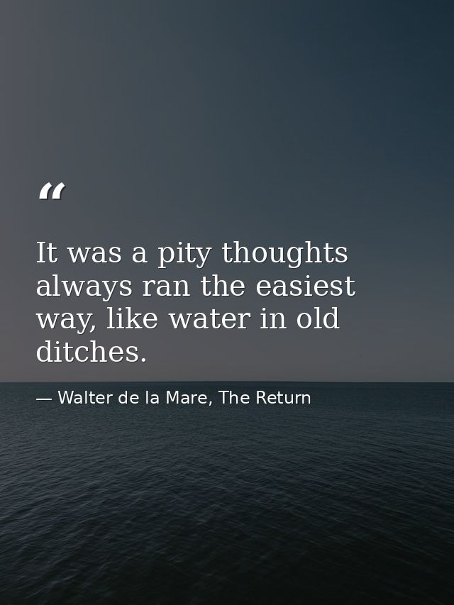 It was a pity thoughts always ran the easiest way, like water in old ditches. — Walter de la Mare, The Return