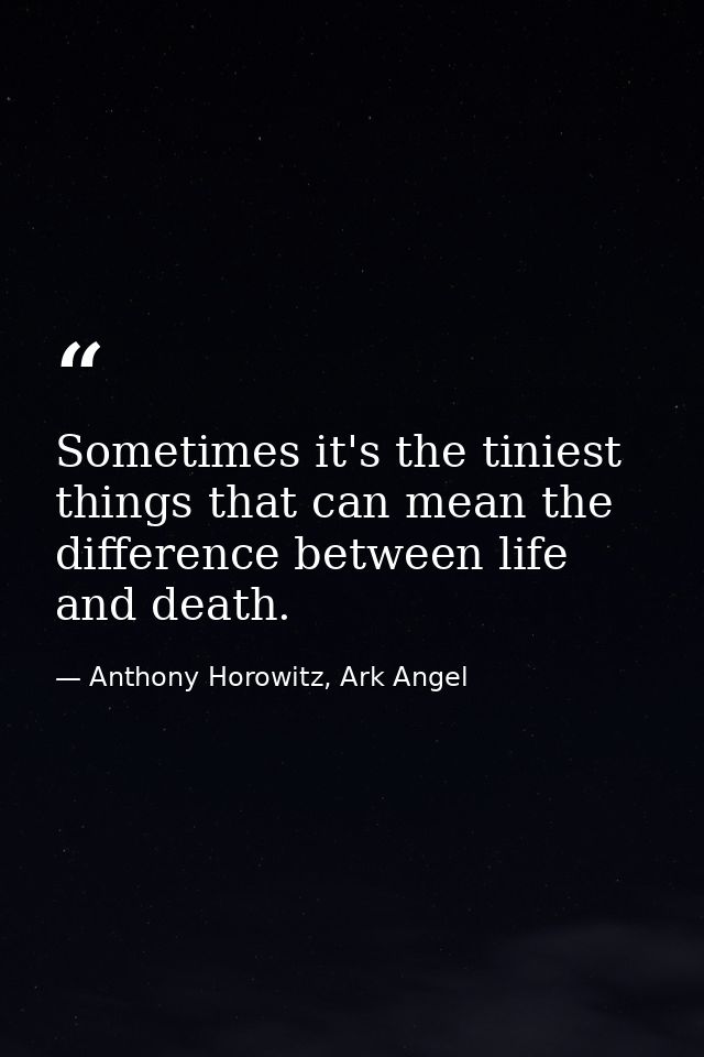 Sometimes it's the tiniest things that can mean the difference between life and death. — Anthony Horowitz, Ark Angel