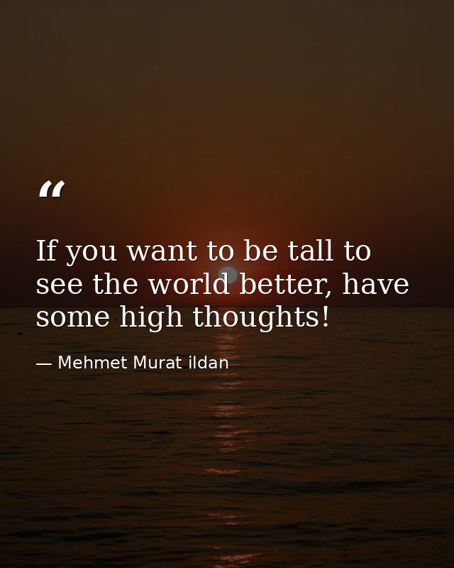 If you want to be tall to see the world better, have some high thoughts! — Mehmet Murat ildan