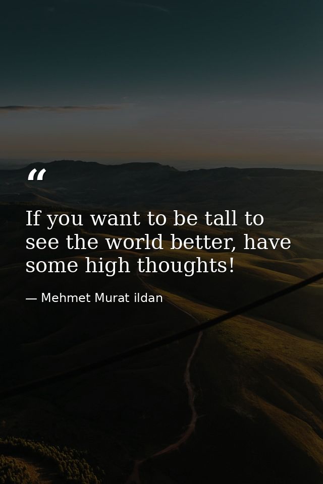 If you want to be tall to see the world better, have some high thoughts! — Mehmet Murat ildan