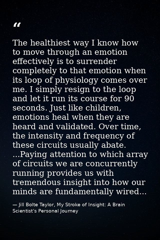The healthiest way I know how to move through an emotion effectively is to surrender completely to that emotion when its — Jill Bolte Taylor, My Stroke of Insight: A Brain Scientist's Personal Journey