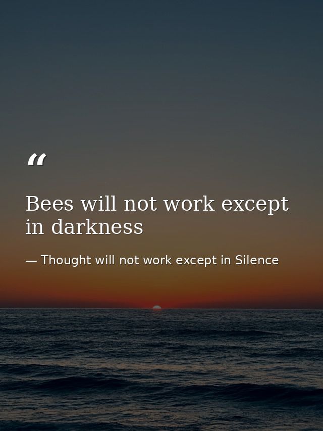 Bees will not work except in darkness — Thought will not work except in Silence