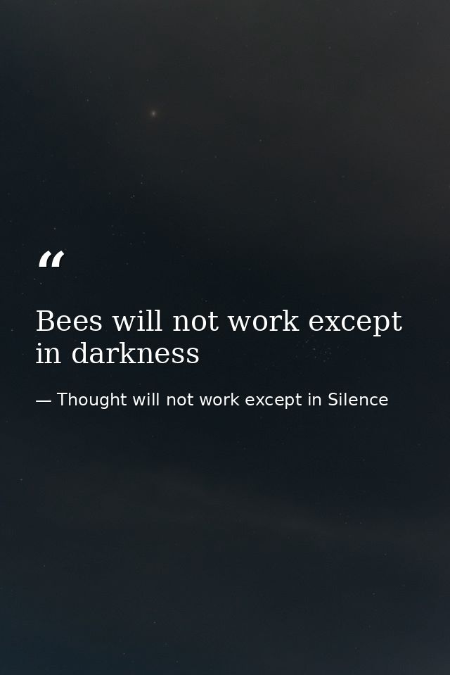 Bees will not work except in darkness — Thought will not work except in Silence
