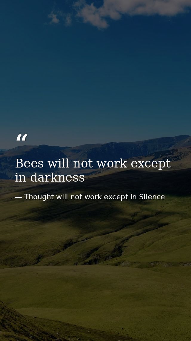 Bees will not work except in darkness — Thought will not work except in Silence