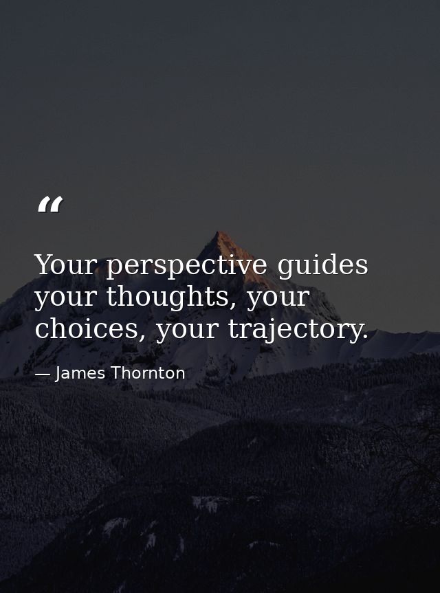 Your perspective guides your thoughts, your choices, your trajectory. — James Thornton