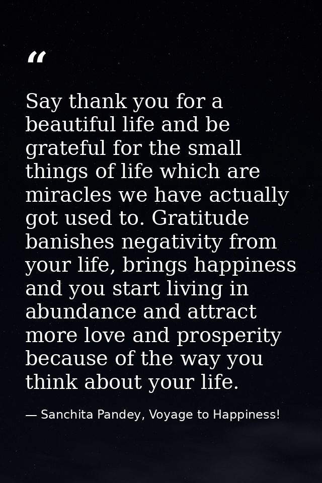 Say thank you for a beautiful life and be grateful for the small things of life which are miracles we have actually got  — Sanchita Pandey, Voyage to Happiness!